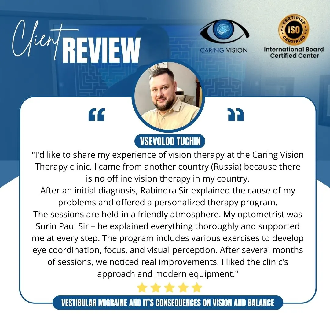 5-star client review from Vsevolod Tuchin, Russia – Vestibular Migraine vision therapy