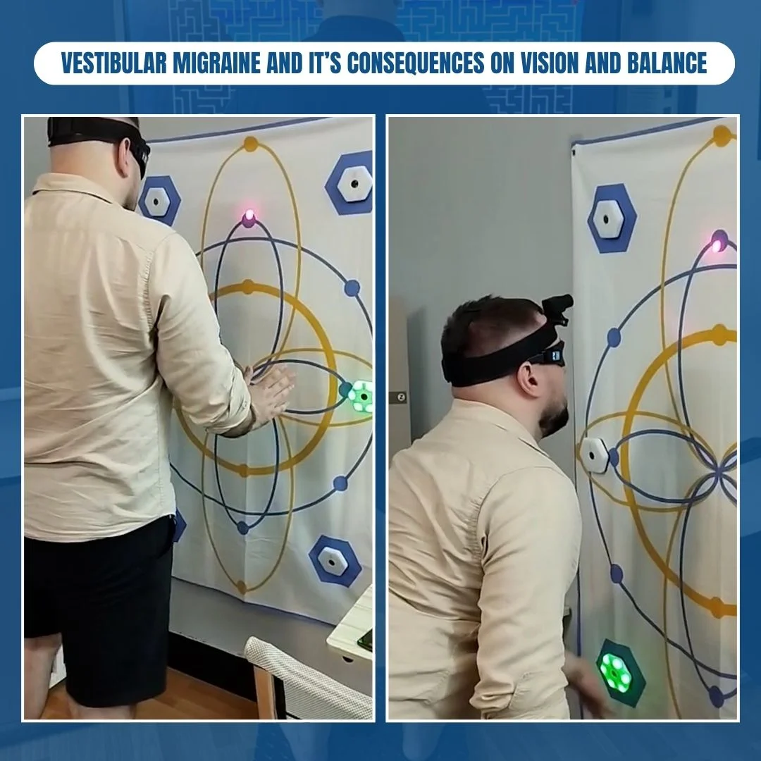 Vestibular therapy – VR headset and interactive visual tracking board exercises